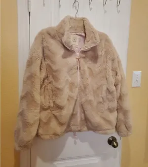 Urban Outfitters Light Pink Teddy Bear Zip Up Sherpa Fleece Women Size L Jacket thumbnail 1