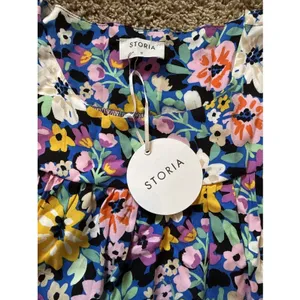 Storia Romantic Floral Tiered Babydoll Mini Dress Cottage Beach Festival Small thumbnail 6