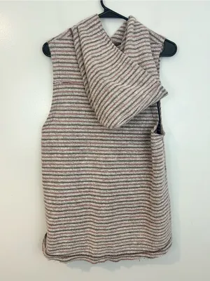 Free People Striped Sleevless Terry Cloth Hooded Plum/Mauve Sweater vest/top XS thumbnail 7