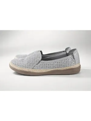 Clarks Collection Silver Perforated Slip-On Loafers Women thumbnail 2