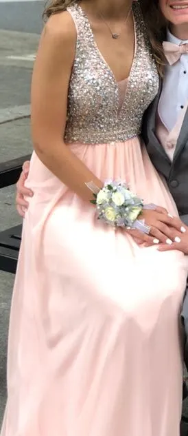 Faviana Pink and Silver Prom Dress thumbnail 3