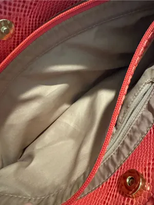 Nicole by Nicole Miller Coral-Red Snake-Embossed Shoulder Tote thumbnail 9