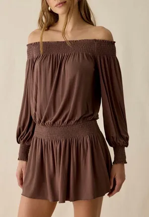Urban Outfitters Off-The-Shoulder Long Sleeve Mini Dress thumbnail 1