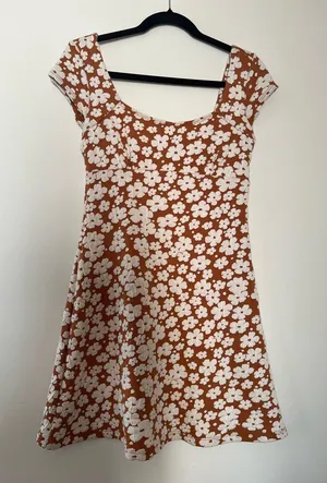Altar'd State Brown Floral Mini Dress Small Y2k Coquette Summer Baby Doll Picnic Cottagecore thumbnail 1