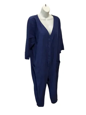 The Nines by HATCH 3/4 Sleeve Button-Front Maternity Jumpsuit Sz L Lagenlook thumbnail 2