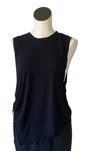 NWOT Free People Movement Black Tank Top Side Ruched Detail Medium Relax Fit thumbnail 1