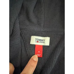 Tommy Jeans Zip Up Hoodie Womens Navy Waffle‎ Knit Thermal Flag Logo M thumbnail 5