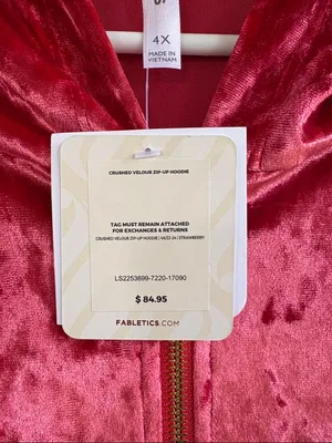 NWT Fabletics Crushed Velour Zip Front Hoodie Strawberry Size 4X thumbnail 5