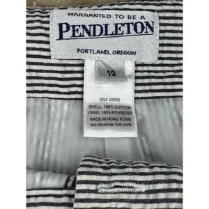 Pendleton Gray and White Seersucker Straight Leg Trousers Size 10 Cuffed Stripes thumbnail 2
