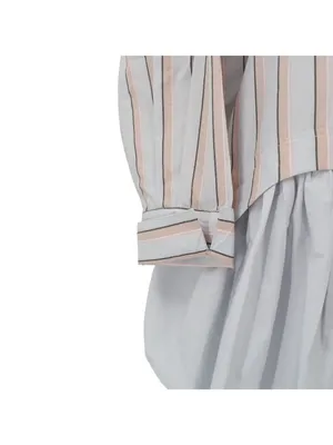 NWT Anthropologie Maeve Ruffle-Hem Mini Shirtdress Striped Blue Layered Dress S thumbnail 5