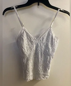 So Womens Juniors White Textured Lace Print Cami Camisole Tank Top XS Bust 28” thumbnail 1