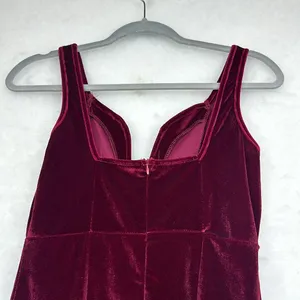 Velvet BURGUNDY V-Neck Midi Dress Sz M thumbnail 6
