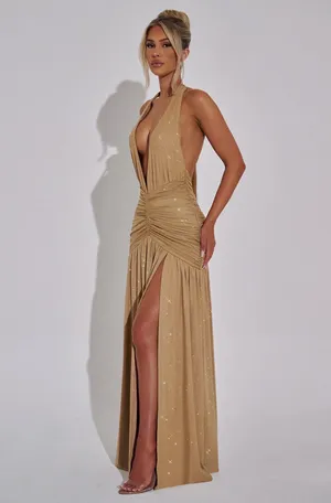 Oh Polly Gold Sparkle Maxi Dress thumbnail 3