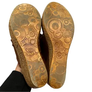 Mila Paoli Leather Wedge Platform Whipstitch Navajo Tan Sandal Shoes 7.5 thumbnail 5