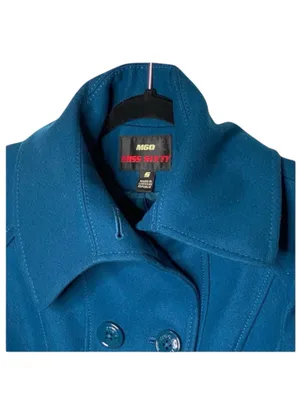 Miss Sixty ☻︎ Wool Double Breasted Pea Coat w/ Stitch Detail ☻︎ Aegean Blue ☻︎ S thumbnail 4