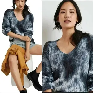 Anthropologie Pilcro Joni Tie Dye Cable Knit Hi Low Sweater‎ Womens Size Small thumbnail 2