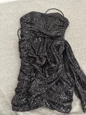 Lucy in the Sky Strapless Sequin Dress Black Bodycon thumbnail 1