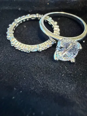 Stunning Oval CZ Engagement Ring & Wedding Band Set White Gold-Tone Size 7 thumbnail 3
