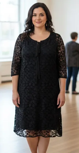 Garnet Hill Black Floral Lace Dress thumbnail 1