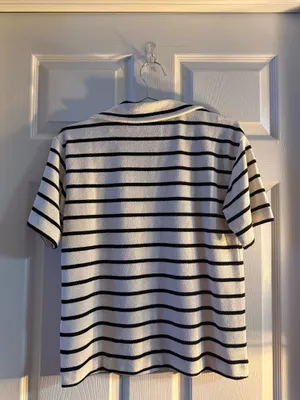 H&M Striped Knit Top Black White thumbnail 2