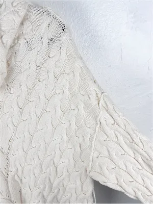 FREE PEOPLE For The Love Of Cables Knit Sweater Cream Turtleneck Sweater Dress thumbnail 6