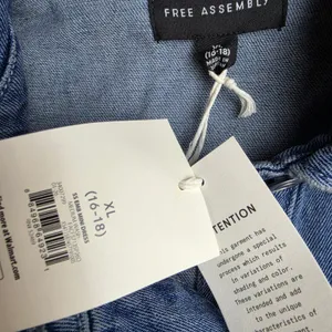Free Assembly‎ NWT 48Y Floral Embroidered Denim Mini Shirt Dress Medium Wash XL thumbnail 4