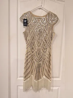 NWT Vijiv Flapper Dress Silver Size M thumbnail 2