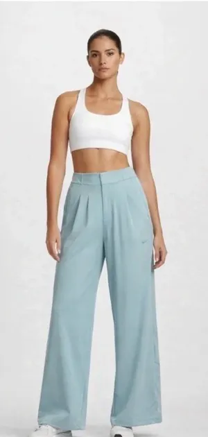 NWT Nike Dri-Fit Trousers Wide Leg Workout Training Pant Aqua Blue Medium thumbnail 1