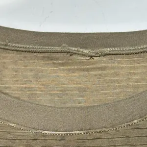 Olive Green‎ Burnout Stripe High-Low Long Sleeve Top Crew Neck Side Slit Relaxed thumbnail 3