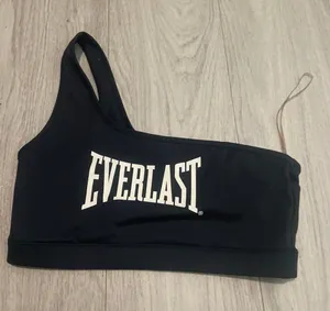 Everlast Black One-Shoulder Sports Bra with White Logo thumbnail 1