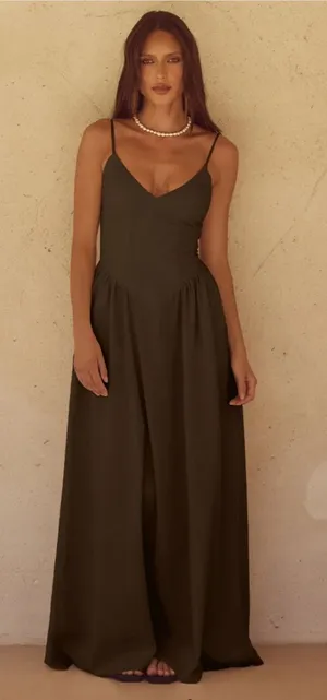 Runaway The Label - Zephy Maxi Dress in Brown thumbnail 1