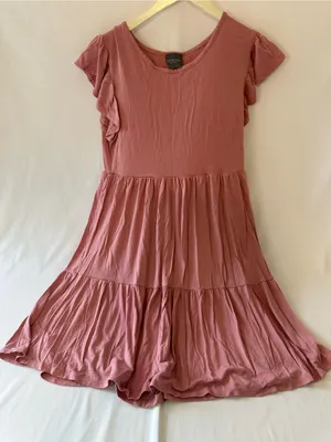 Olivia Rae Dusty Rose Ruffle Sleeve Midi Dress thumbnail 1