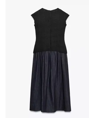 ZARA NEW FW25 ZW COLLECTION COMBINATION MIDI DRESS Blue‎ thumbnail 3