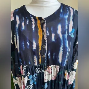 Anthropologie Bl^nk London Meridian Blue Drop Waist Long Sleeve Dress Women's XS thumbnail 4