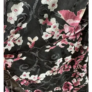 MB Design NWT Floral Velvet Sheer 3/4 Fringe Sleeve Lightweight Open Blouse Sz S thumbnail 3