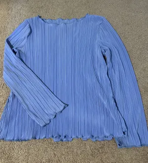 A New Day Women's Light Blue/periwinkle Pleated Long-Sleeve Top thumbnail 1