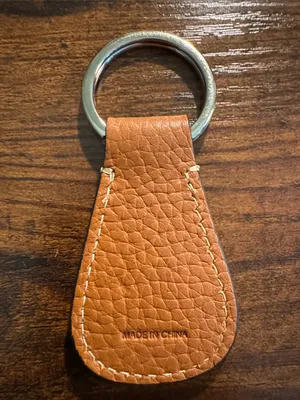 Dooney & Bourke Tan and Chestnut Pebbled Leather Key Fob thumbnail 2