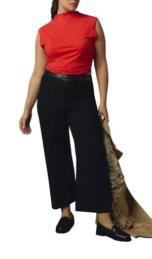 Anthropologie Maeve The Colette Magic Fabric Crop Wide-Leg Pants size 34 thumbnail 1