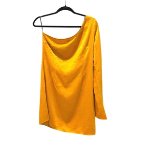 Forever 21 One Shoulder Gold Dress Long Bell Sleeve Party‎ Cocktail Womens Large thumbnail 2