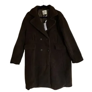NWT Stoosh Sherpa Fabric Teddy Double-Breasted Long Coat IN BRACKEN thumbnail 7