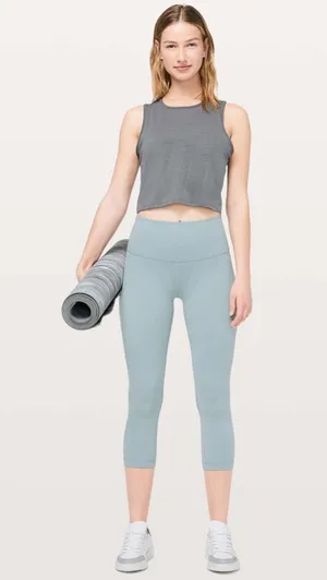 Lululemon Wunder Under Crop 21" Blue Cast Size 10 thumbnail 1