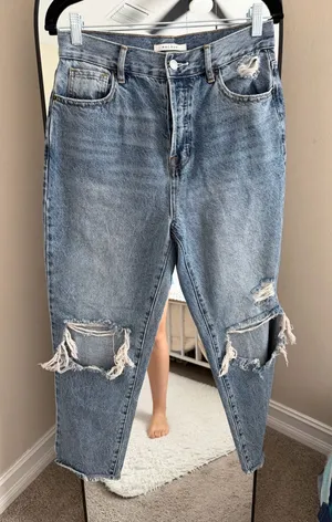 PacSun Light Blue high rise Straight-Leg Distressed Jeans thumbnail 1