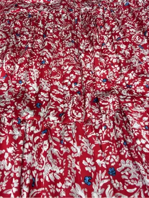 Zara Red Floral Maxi Skirt with White and Blue Accents thumbnail 4