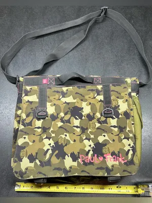 Paul Frank Vintage Green Camo Messenger Style Canvas Shoulder Bag thumbnail 1