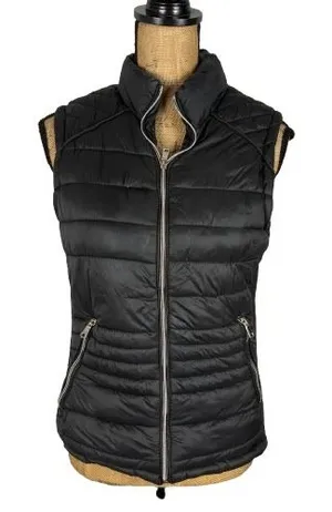 YMI‎ Collection Black Puffer Vest Full Zip Front Classic Winter Layer Size Large thumbnail 1