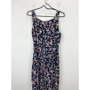 NEW J.Crew High Neck Tie Waist Midi Dress Cottagecore Floral Antique Navy US 16 thumbnail 6