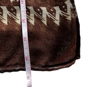 Brown Cream Boho Viscose Pashmina Shawl Wrap Scarf Floral Geometric Print thumbnail 4
