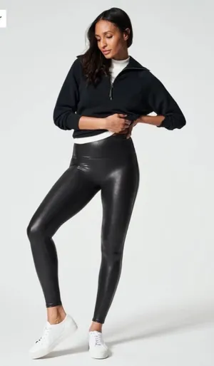 SPANX Faux Leather Leggings Black Women’s Size Small 2437 thumbnail 1
