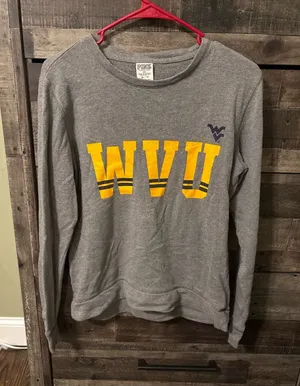 PINK Victoria's Secret Gray Crewneck with Yellow WVU Lettering thumbnail 1