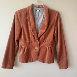 J.Crew Womens Blazer 8 Orange Hue Shawl Collar Peplum Velvet Dark Academia Fall thumbnail 1